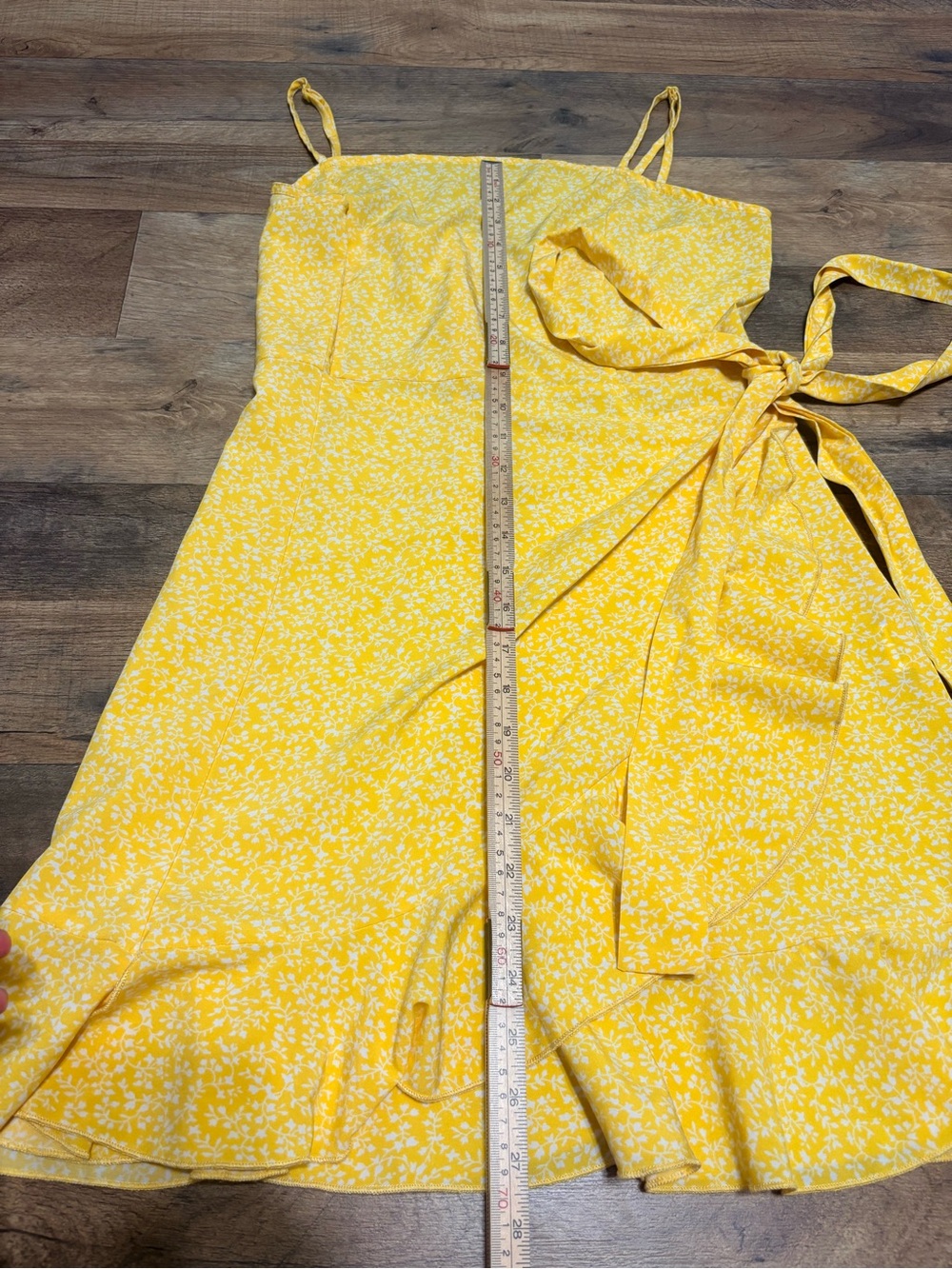 SHEIN Yellow Floral Wrap Ruffle Mini Dress Size Large - Picture 3 of 8